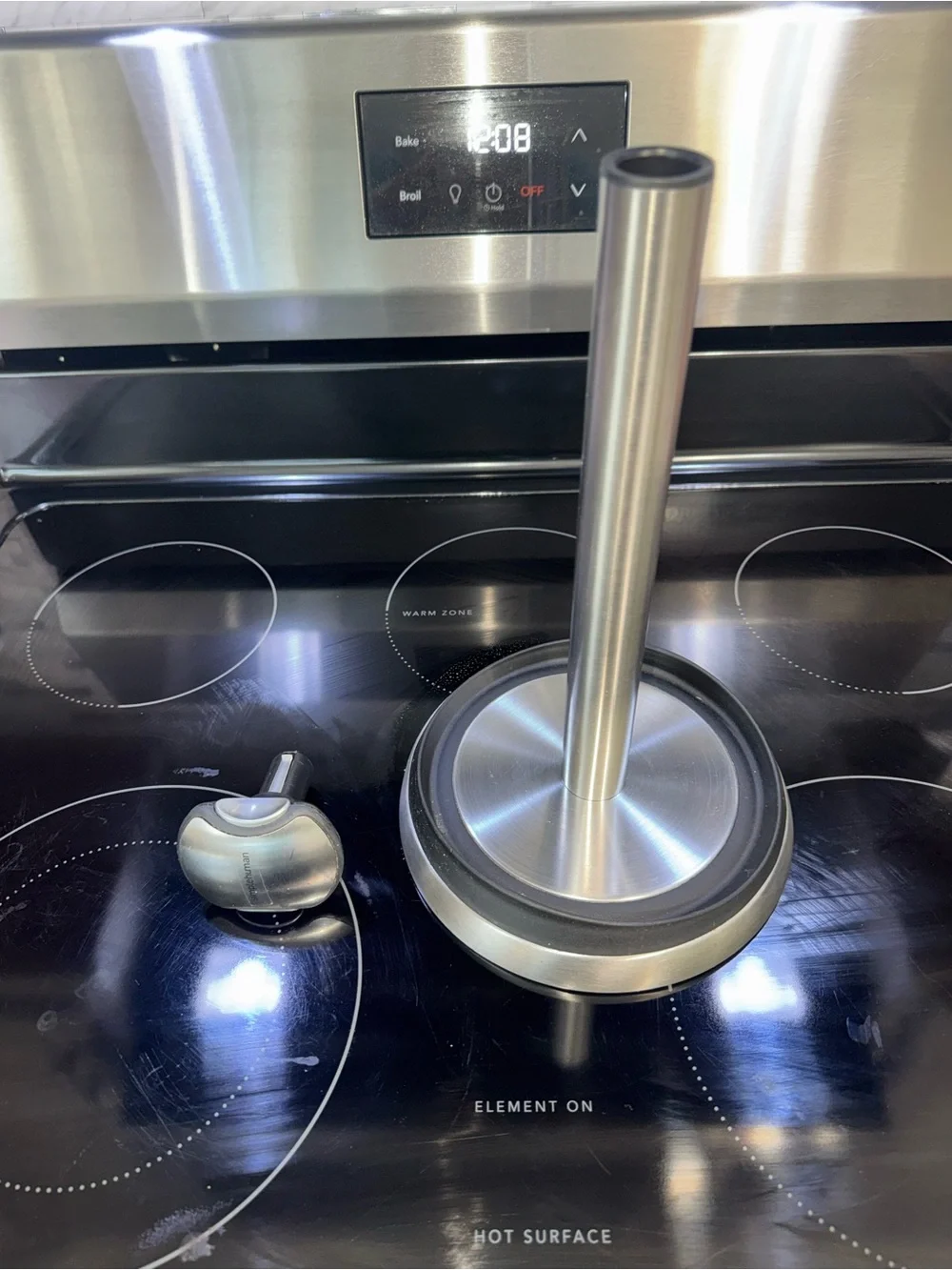 simplehuman Stainless Steel Paper Towel Stand with Black Top and Base